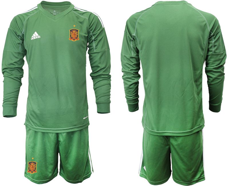 Men 2021 World Cup National Spain army green long sleeve goalkeeper Soccer Jerseys